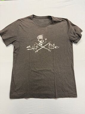 Salt Life Gray White Short Sleeve Skull & Oars Logo Tee